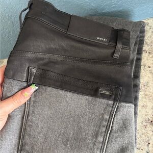 AMIRI Two-Tone Leather & Denim Jeans